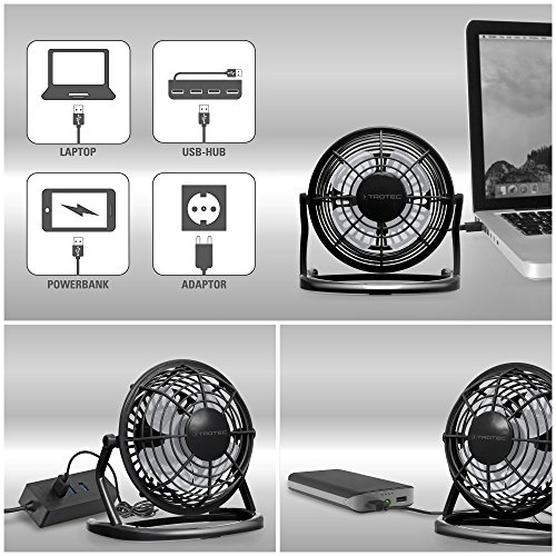 TROTEC TVE 1D Mini USB Ventilator / Fan / Lüfter Piano Black, geräuscharm mit An/Aus-Schalter, 360° Neigungswinkel, ideal für Schreibtisch Laptop Notebook, oder unterwegs (schwarz) - 8