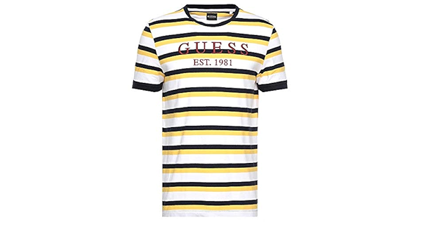 black and yellow guess shirt