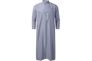 KAMEIMEI Muslimische Robe Herren Einfarbig muslimisches Kleid Islamischen Dubai Männer-Muslimische Kleider Ethnische Maxikleid Ramadan Roben Taiji Kleidung
