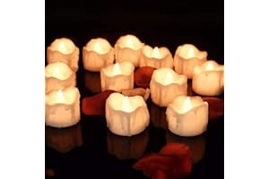 SUBOSI Świece LED z timerem, 12 diod LED, ciepła biel, bezpłomieniowe świeczki LED, świeczki typu tealight 6 godzin włączone i wyłączone przez 18 godzin, migoczące świece na baterie, ciepła biel