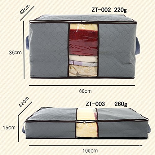 FunYoung Unterbettkommode Aufbewahrungstasche für Kleidung Bettzug Bücher etc mit Deckel Faltbar Grau - 2
