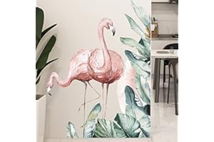 ‎COVPAW COVPAW® Wandtattoo Wandaufkleber XXL Flamingo Wassermalerei Wandsticker Wandbild Bilder Wohnzimmer Schlafzimmer Deco