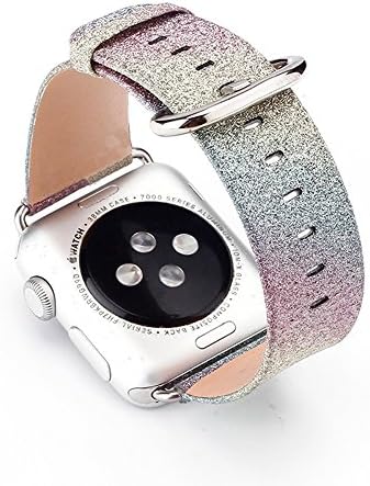 Apple Watch Band PU Leathe, Xingzhao iWatch Strap Deluxe Shining Bling Glitter Leather Bracelet Wristband for Apple Watch Series 1, Series 2, Series 3(38mm rabow)