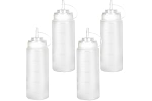 LiuHancsqd Lot de 4 flacons souples de 500 ml, flacons à sauce en plastique avec bouchon, doseurs de condiments pour sauces mayonnaise, huile d'olive, peinture, pigments, ketchup