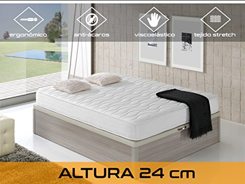 Dormi Premium Cloud 24 - Colchón Viscoelástico, 150 x 190 x 24 cm, Algodón/Poliuretano, Blanco, Matrimonio