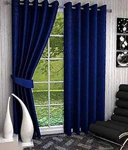 Coolstar Polyresin Curtain Drape for Long Door 9Ft | Crush Solid Plain Panels for Home Office Decor | Eyelet Curtains for Living Room Kitchen Hall, 4 x 9 Feet, Pack of 2, Blue