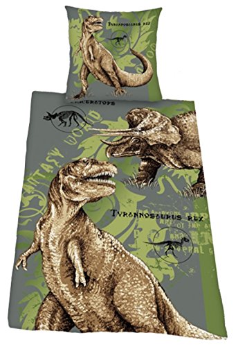 Herding 445101050 Bettwäsche Dinosaurier, Kopfkissenbezug: 80 x 80 cm + Bettbezug: 135 x 200 cm, 100 % Baumwolle, Renforce