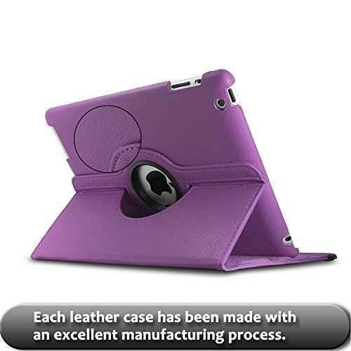iPad 2 3 4 Hülle,Infiland PU Ledertasche lederhülle 360°Drehbarer Stand Smart Cover Case Schutzhülle Tasche Etui für Apple iPad 2,iPad 3, iPad 4(mit Auto Schlaf / Wach Funktion)(Lila) - 7