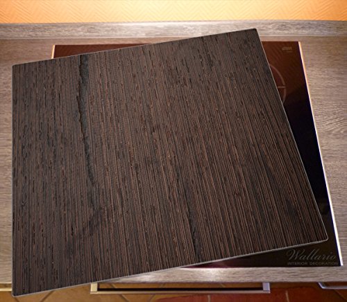Wallario Herdabdeckplatte / Spitzschutz aus Glas, 1-teilig, 60x52cm, für Ceran- und Induktionsherde, Holz-Optik Textur dunkelbraunes Holz - 2