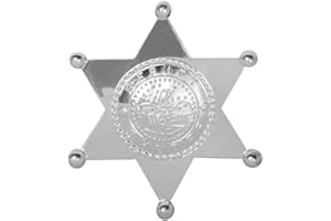 Boland 54327 - Abzeichen Sheriff, 1 Stück, 7,5 x 6,5 cm, Silber, Anstecker, Brosche, Sheriffstern, Cowboy, Deputy, Wilder Westen, Accessoire, Verkleidung, Karneval, Mottoparty, Modeschmuck