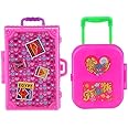 Fat-catz-copy-catz 2x Plastic Rolling Suitcase Travel Luggage Box for 11.5" Princess Dolls Pink Miniature Luggage