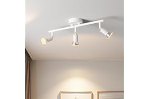 LVWIT Faretti LED da Soffitto Orientabili con 3 Luci GU10, Faretto da Interno Bianco Moderna, Faretti Soffitto per Barra, Salotto,Cameretta, Cucina (Senza Lampadina)