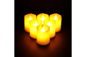 JHY DESIGN Set da 6 candele a batteria, alte 5x7 cm, Candele senza fiamma, in plastica, LED danzanti, elettriche per lanterne, casa, feste, matrimoni