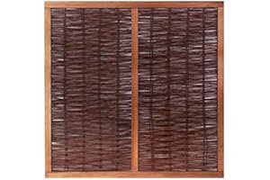 Papillon Premium Framed Woven Willow Wicker Wattle Natural Hurdle Fence Privacy Panels Garden Screening Wooden Fencing 1.8m x 1.8m (6ft x 6ft)