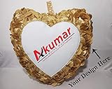 APH Customized Personalized Photo Printed 3D Rosette Textured Gold Heart Cushion, Soft and Glossy Plush Pillow, Soft Toy, Gift - 15 * 15 inch (Approx.)