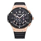 JewelTimes Herren Armbanduhr Carbon Ziffernblatt Chronograph Stoppuhr Analog Quarz rosegold