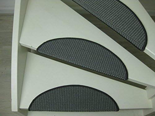 Carpet stair pads/treads Bamako Hard coal and ivoor 56x17x3cm (Grey)