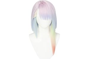 MAYSUWELL Parrucca Cosplay Anime Lucy Capelli Lunghi Colorati Tessuto Sintetico con Cappuccio per Donne Comic Con, Spettacoli Cosplay, Halloween