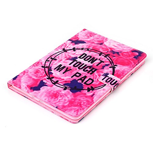 Felfy Slim Full Body Don’t Touch My Pad Roses Muster PU Lederhülle Case Cover Etui Schutz Hülle Tasche für Samsung Galaxy Tab A 9.7 Zoll T550 P550 T555N + 1x Pink Blume Anti Stöpsel + 1x Rosa Stylus - 4