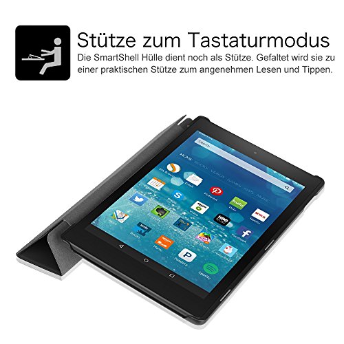 Fintie Fire HD 8 2015 Hülle – Ultra Slim Lightweight Schutzhülle Tasche Smart Shell Case mit Standfunktion und Auto Sleep / Wake Funktion für Amazon Fire HD 8.0 Zoll (5. Generation – 2015) Tablet, Schwarz - 8