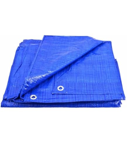 Buri Afdekzeil, zeildoek, beschermend zeil, bootzeil, tentzeil voor camping en outdoor, tuin, waterdicht, met ringen, afmetingen: 4 x 6 m