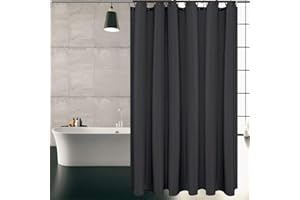 KIPIDA Duschvorhang Textil, Anti-Schimmel, Wasserdichter, Waschbar Anti-Bakteriell Stoff Polyester Badewanne Vorhang mit 8 Duschvorhängeringen