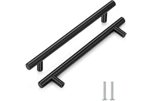CCHONG 2 Pack Kitchen Cupboard Handles Stainless Steel Kitchen Door Handles Brushed Cabinet Handles Wardrobe Handles Drawer Handles (2 Pack Black, Hole Centre 160mm)