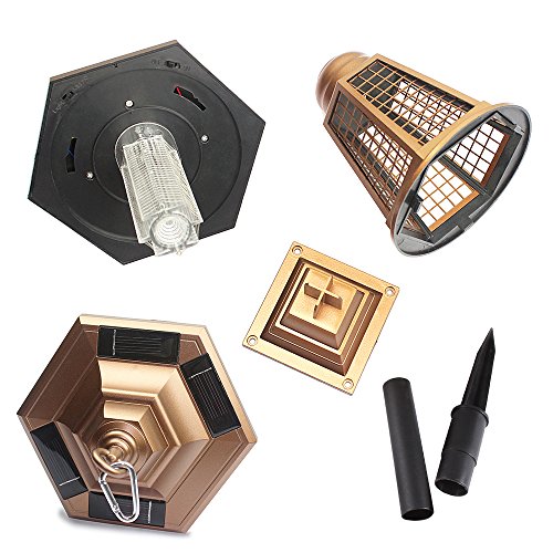 iRegro Solar Insektenkiller Lampe, Solarleuchte Insektenvernichter Camping Insektenschutz Lampe, Garten Dekorative Licht, Bug Zapper, Insektenabwehr für draußen Universalschutz und Dekoration - 5