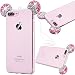Produktbild GrandEver Weich Silikon Handyhülle für iPhone 7 Plus TPU Durchsichtig Zurück Strass Diamant Maus Ohr Entwurf Weiß Rosa Farbe,iPhone 7 Plus TPU Bumper Schutzhülle Flexible Etui mit Handschlaufe Gel Skin Rubber Transparent Klar Hülse Gummi Dünn HandyTaschen für iPhone 7 Plus