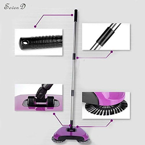 Sweeping Machine 360 Rotary without Electricity Automatic Hand Push Sweeper Broom, Family Cyclone Broom, Household Cleaning (4 colors) (Purple)
