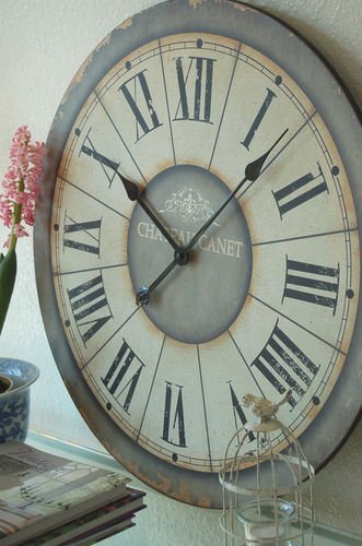Wanduhr ‚Antik‘ in im Landhaus Shabby Chic french Stil, Durchmesser 60cm - 3