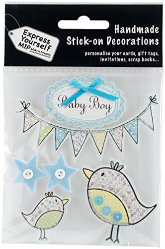 MIP 3D Stickers Baby Boy Banners and Birds, Acrylic, Multicoloured, 0.09 x 3.9 x 5.9 cm