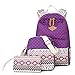 Produktbild 3PCS Set Teenager Schulrucksack Canvas Mädchen Rucksäcke , Schulrucksack + Schultertasche + Mäppchen (Violett)