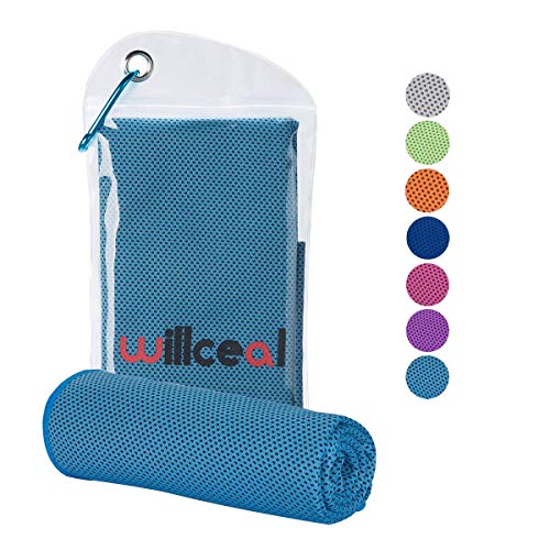 Willceal Serviette de refroidissement pour sports, entraînement, Voyage, fitness, gym, yoga, Pilates, camping, et bien plus encore 30 x 100 cm, bleu ciel