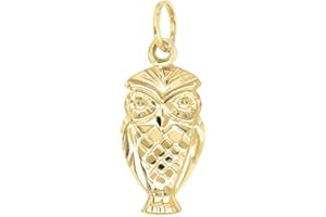 FORME DI LUCCHETTA Lucchetta – Búho de la suerte | Colgante de oro amarillo de 14 quilates brillante | Charms y colgantes para pulsera y cadena (hasta 4 mm) | para mujer, niña, Oro amarillo