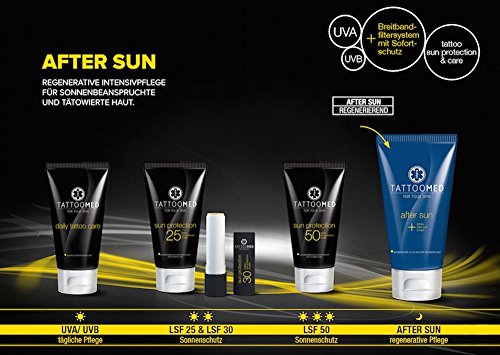 TattooMed Tattoo-Pflege für tätowierte Haut, Set mit Tattoo-Sonnenschutz/Farbschutz für Tattoos, Tattoo Pflege & After Sun Creme, 3er Pack - 6