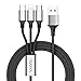 Price comparison product image Multi USB Charger Cable, TUOYA 3 in 1 Multiple Charging Cable Cord Nylon Braided with Lighting Micro USB Type C Multi Charger Connector for Apple iPhone, iPad, Android Samsung Galaxy, Huawei, Motorola, Nokia, LG, Kindle, Echo Dot, 1.2m (Silver)