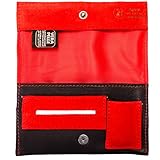 Tabaktasche Leder Schwarz Rot Pellein "Flaming"