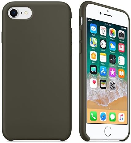 LINDIANSHUMA iPhone 8 Cases, iPhone 7 Case, Liquid Silicone Gel Rubber Case with Soft Microfiber Cloth Lining Cushion for Apple iPhone 8 (2017)/iPhone 7 (2016),Dark Olive