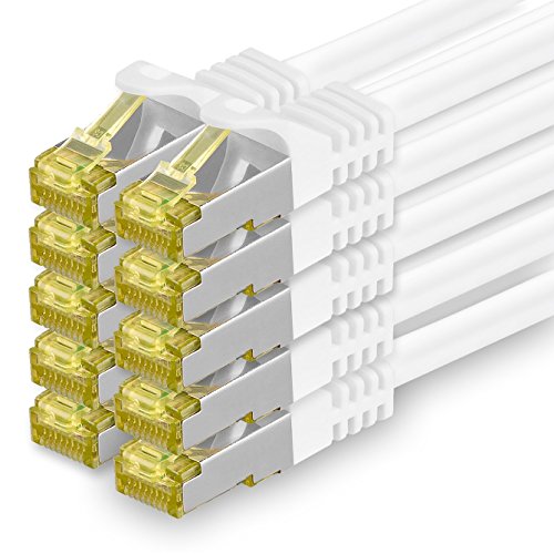 Cable de Red Cat.7 (Sftp Pimf) 10 GB/s RJ45 Cat6a Blanco - 10 Piezas 0,5m