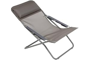 Lafuma MOBILIER - Bain de Soleil Pliant Multiposition TRANSABED - Toile Batyline Résistante - Chaise Longue Terrasse, Piscine et Jardin -3 Positions, Tout Confort, Fabriqué en France -Marron Graphite