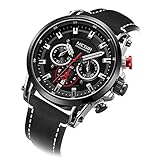 LLLS Herrenuhren, Quarzuhren Männer Fashion Casual Luminous Waterproof Uhren Komfort-Leder-Strap