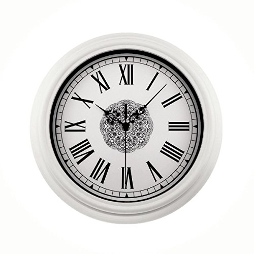 Foxtop 30 cm Antik Uhr Wanduhr Weiß Römische Zahlen und Frontglas-Abdeckung für Küche Wohnzimmer