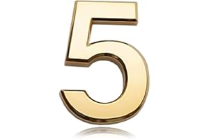 ACEHOME 3 Inch Front Door Numbers, 3D Self Adhesive House Numbers Plaques Waterproof Mailbox Signage DIY Chrome Polished Address Numbers Sign for Home Office Hotel Apartment Door Room Wall, Gold (5)