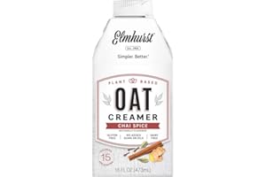Elmhurst Chai Spice Oat Creamer – Vegane Hafer-Kaffeesahne mit würziger Chai-Note – Cremig und vielseitig – Perfekt für Chai Latte, Tee und Kaffee – 473 ml