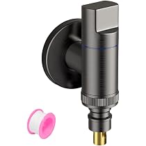 HASTHIP® Washing Machine Tap, Space Saving, Full Metal, Universal 1/2'' Tap for Washing Machine, Grey