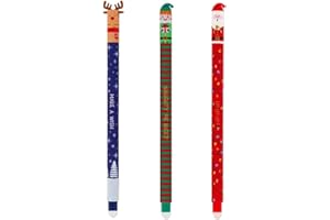HSHDUTI Radierbarer Kugelschreiber, Neuer Weihnachtsstifte 2025, 3 PCS Radierbare Stifte Weihnachten, Radierbarer Gelschreiber, Kawaii Schreibwaren für Kinder Studenten Schule Büro (Weihnachten 3pcs)