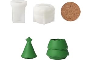 Boowan Nicole Starlit Christmas Tree Candle Jar Silicone Molds for Concrete Cement Candle Jar Mold Candle Tin Mold Gift for Chrismas