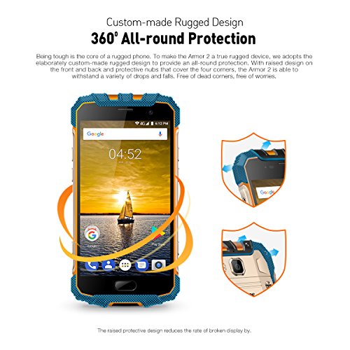 Ulefone Armor 2 Outdoor Smartphone ohne Vertrag (5 Zoll FHD Display, Octa-Core Prosessor, 6GB RAM+64GB ROM, 16MP/13MP Kameras, IP68-Zertifizierung, Wasserdicht, Dual-SIM (Nano), Android 7.0) dark grey