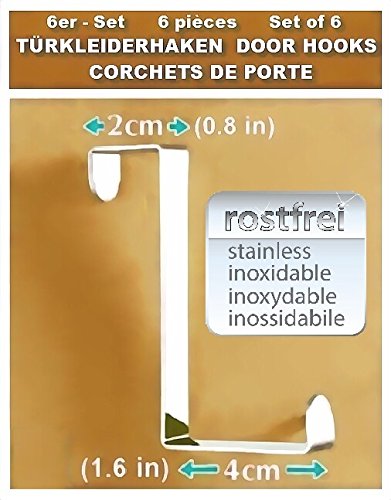 Mabi 3016 Universal Edelstahl-Türhaken 6er Set Türfälze 2-4 cm - 4
